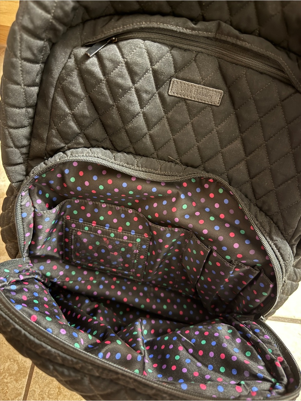 Vera Bradley Quilted Black Backpack - Picture 7 of 9